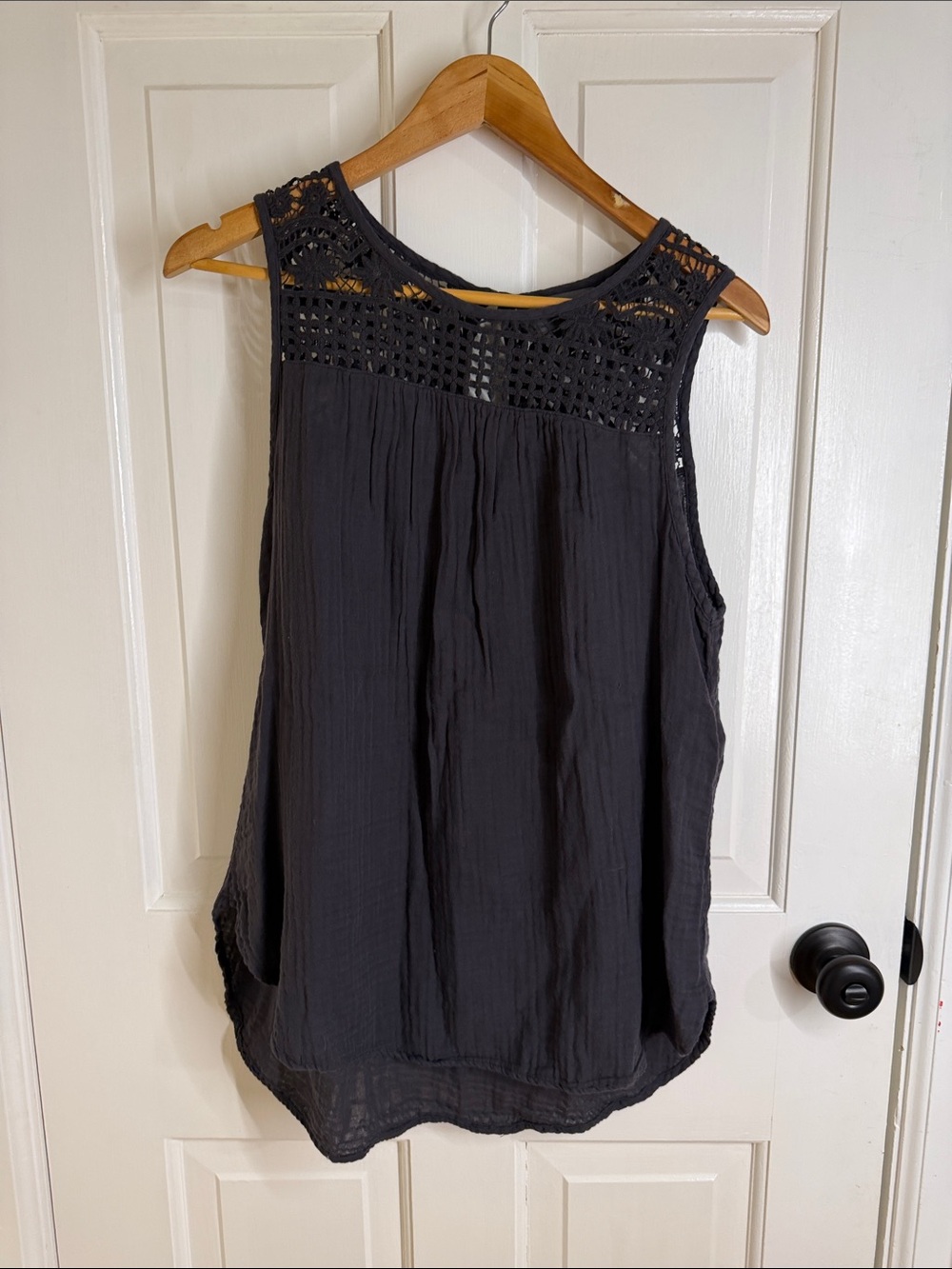 Michael Stars Black Crochet Yoke Tank